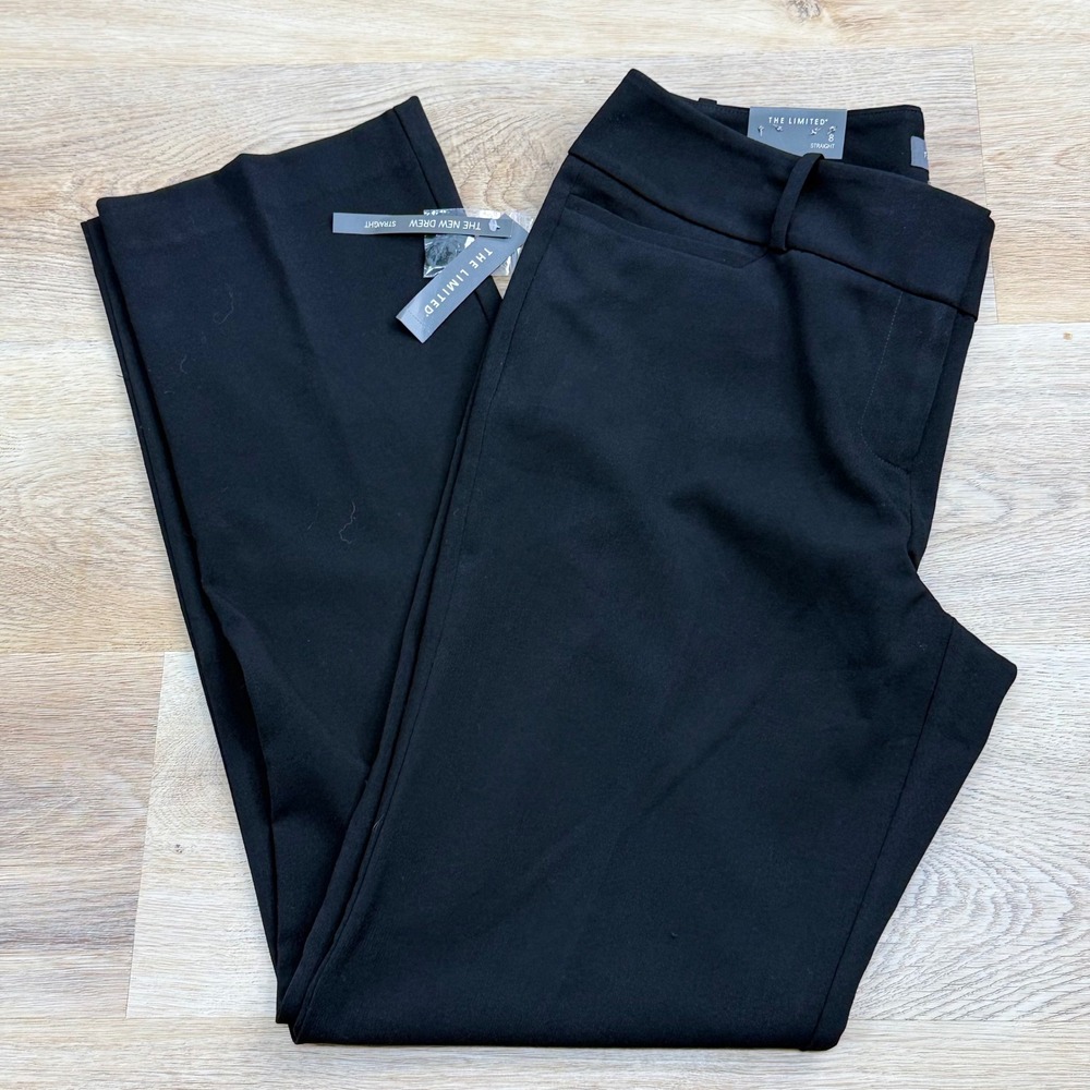 The Limited The New Drew Straight Leg Trousers Womens Size 8 Black Classic NWT